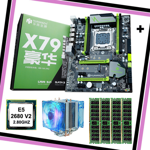 Placa base de marca con M.2 ranura HUANAN ZHI X79 placa base CPU RAM conjunto CPU Intel Xeon E5 2680 V2 SR1A6 RAM 32G(4*8G) 1600 RECC ► Foto 1/6