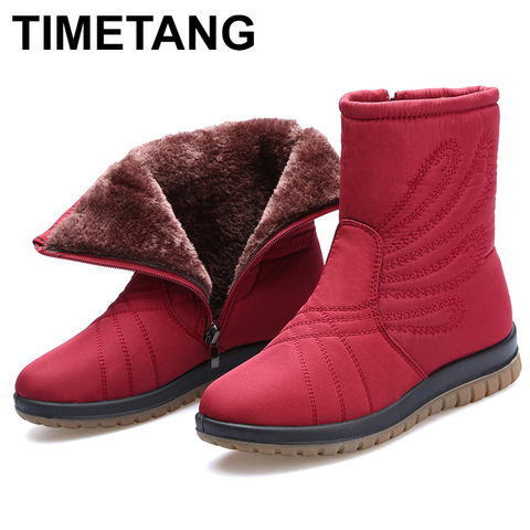 TIMETANG, botas de nieve para mujer, zapatos de invierno para mujer, 2022, nuevas, impermeables, antideslizantes, PlusVelvet, botines de algodón para mujer, botas para madre ► Foto 1/6