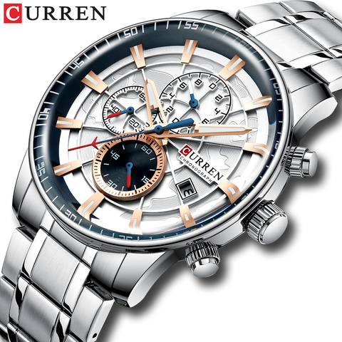 Relojes para hombre CURREN, nueva moda, de acero inoxidable, marca superior, cronógrafo multifunción de lujo, reloj de pulsera de cuarzo, reloj Masculino ► Foto 1/6