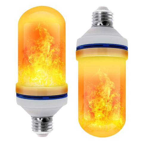 Bombilla LED E27 de 110V y 220V con efecto de llama lámpara de fuego, sensor de gravedad, antorcha de bombilla de maíz, lámpara de decoración, luz dinámica, 4 modos, lámpara creativa ► Foto 1/6