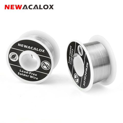 NEWACALOX 2 unids/set 1mm nuevo de soldadura de hierro del carrete de alambre de 100g/3,5 oz de plomo de la lata de la línea de flujo 2.0% soldadura de plata de alambre de 55*29mm soldadura para la soldadura ► Foto 1/6