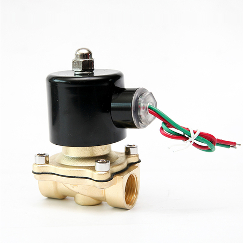 Válvula Solenoide eléctrica de latón DN15 DN20 DN25 DN32 DN40, DC12V DC24V AC220V 110V, válvula solenoide normalmente cerrada para agua, aceite y aire ► Foto 1/6