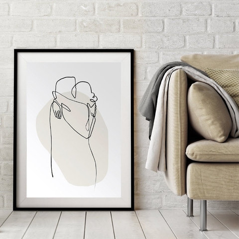 Pareja línea dibujo boceto impresión minimalista abstracto cuadro sobre lienzo para pared negro imagen en blanco nórdico decoración póster dormitorio ► Foto 1/6