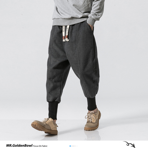 MrGoldenBowl-pantalones de estilo japonés para hombre, pantalón