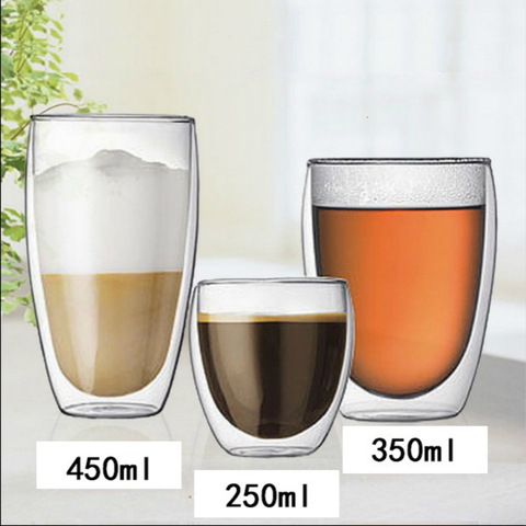 Doble pared de vidrio forma de huevo Cappuccino café con leche aislamiento para taza Anti-leche hirviendo Cola de agua de la taza de té vaso regalos ► Foto 1/5