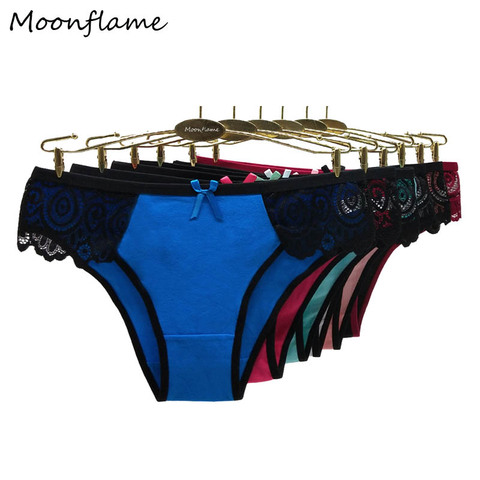 Moonflame-ropa interior Sexy para mujer, bragas de encaje de algodón, Talla M, L, XL, 2022, 5 unids/lote, gran oferta, 89412 ► Foto 1/6