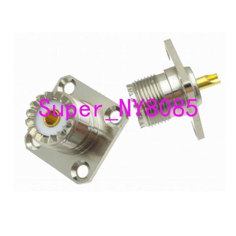 Conector UHF SO239 hembra, 4-brida con agujeros, copa de soldadura, montaje en Panel ► Foto 1/4