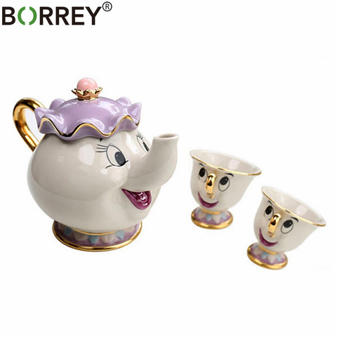 BORREY-juegos de té de cerámica de La Bella y La Bestia, tetera Sra. Potts y Chip, taza de té, cafetera y tazas de café, regalo de boda, Decoración de mesa ► Foto 1/6