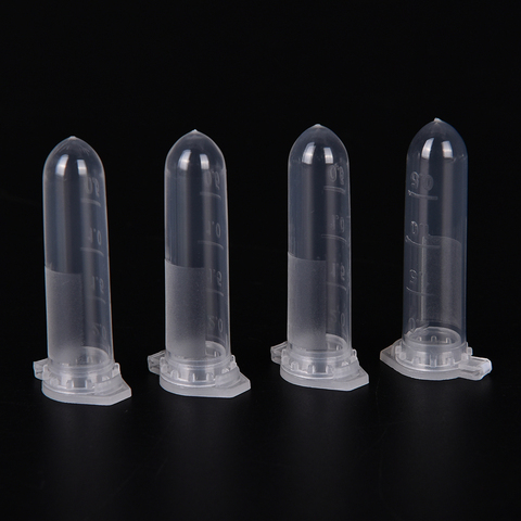100 Uds 2ml tubo de Micro centrífuga Vial de plástico transparente recipiente para viales tapa ► Foto 1/6