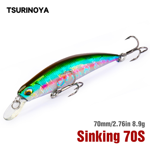 TSURINOYA nuevo señuelo de pesca DW75 se hunde Jerkbait Minnow Wobbler 70S 70mm Minnow cebo duro agua dulce bajo señuelo para trucha Swimbait ► Foto 1/6