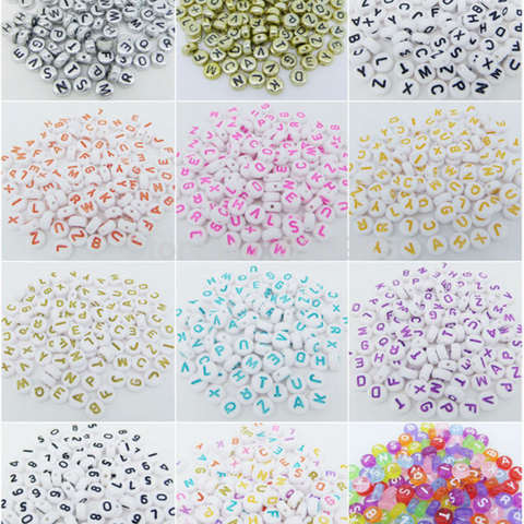 Envío Gratis 100 unids/lote plana redonda alfabeto/Carta acrílico espaciador granos 12 colores Tamaño 7mm para joyería de moda AB002 ► Foto 1/1