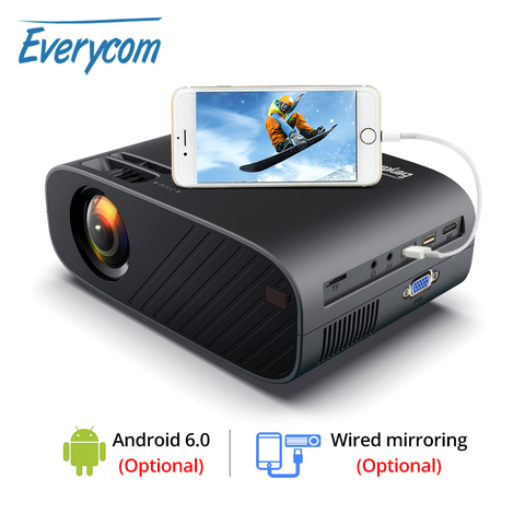 Proyector de vídeo Everycom M7 LED HD 720P portátil HDMI opcional Android proyector wi-fi soporte Full HD 1080P cine en casa ► Foto 1/6