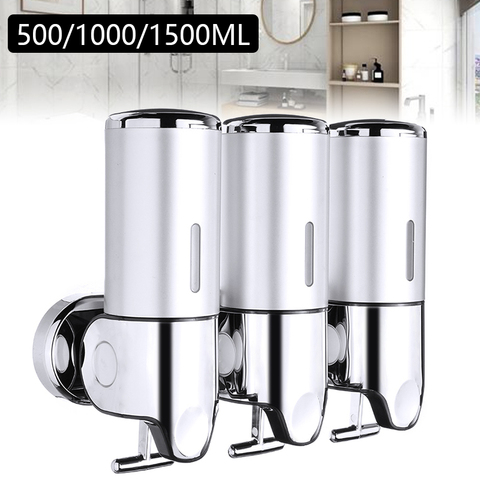 Dispensador de jabón líquido de plástico, dosificador de champú de montaje en pared, botella de jabón de manos para cocina, accesorios de baño, 500/1000/1500ML ► Foto 1/6