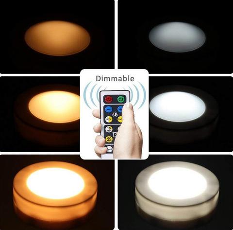 Luces Puck regulables con batería de luz LED para armario, luz nocturna con mando a distancia, luz cálida/blanca, debajo de estante, para Cocina ► Foto 1/6