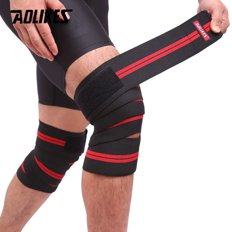 AOLIKES-correas presurizadas para Fitness, 1 Uds., 2M x 8CM, gimnasio, levantamiento de pesas, piernas, rodilla, entrenamiento de compresión, vendas elásticas ► Foto 1/6