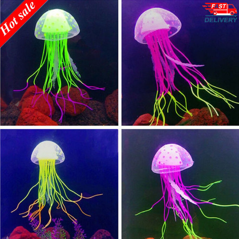 1 Uds brillante luna Medusa decoración del acuario medusas artificiales Adorno para acuario inofensivo para todos los peces Para Fresco y sal ► Foto 1/6