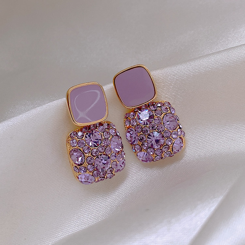 Pendientes retro temperamento Europa y América, 2022 nuevo de alta calidad pendientes púrpura mujer exquisita nicho moda Stud pendientes ► Foto 1/6