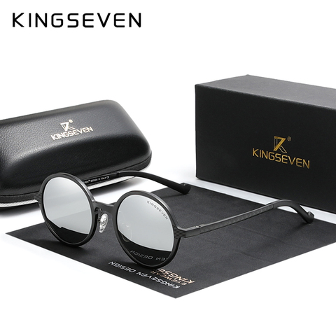 KINGSEVEN-gafas de sol redondas polarizadas Steampunk para hombre y mujer, lentes de sol Retro, Estilo Vintage ► Foto 1/6