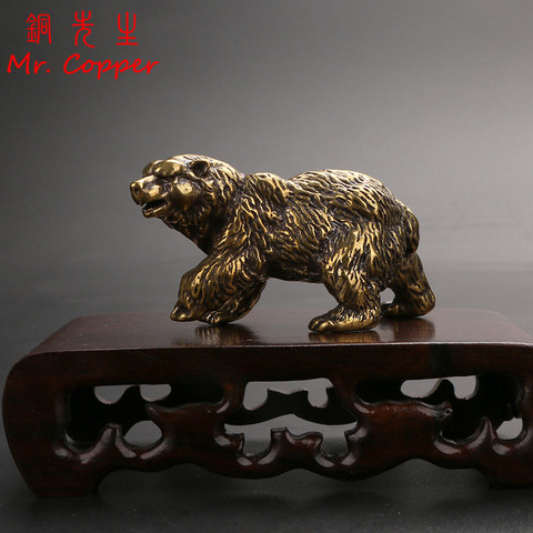 Puro marrón cobrizo estatua de oso ornamento de latón sólido Polar figuritas miniaturas mesa de té para escritorio decoraciones accesorios artesanía ► Foto 1/6