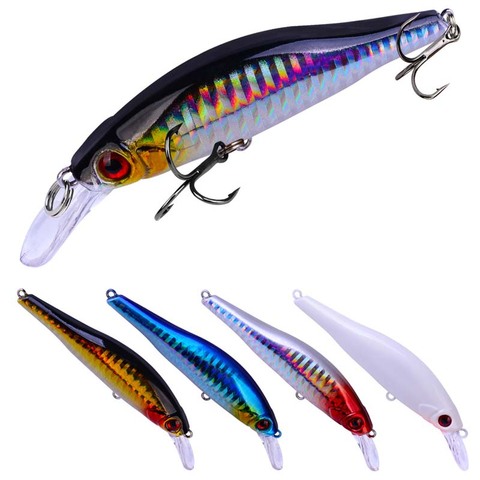 POETRYYI-Señuelos de Pesca de 9,8 cm y 11,5g, cebos de lubina dura de plástico, 5 colores, señuelos Minnow, ojos 3D, Color brillante, accesorios de pesca #4, 1 ud. ► Foto 1/6