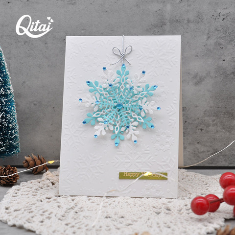 QITAI-troqueles de corte de copos de nieve para Navidad, plantillas de corte de Metal para bricolaje, álbum de recortes, tarjeta de papel para álbum en relieve MD374, 4 Uds. ► Foto 1/5