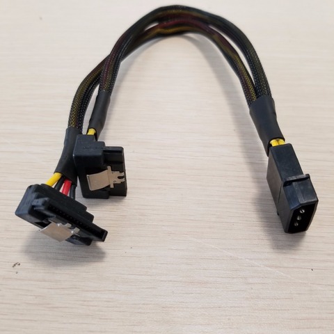 PSU 4Pin IDE Molex Dual 90 grados ángulo inclinado 15Pin Cable de Alimentación SATA de 18AWG alambre para HDD SSD PC DIY ► Foto 1/4