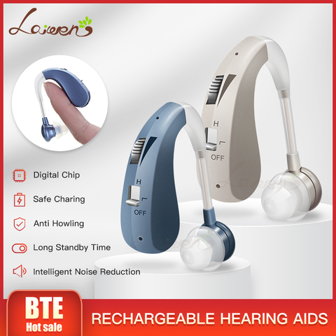 Mini amplificador de oído inalámbrico para ancianos, soporte auditivo Digital recargable, ayuda para el oído inalámbrico, pérdida moderada a severa, envío directo ► Foto 1/6