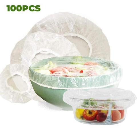 Bolsas de plástico reutilizables para alimentos, cubiertas elásticas y ajustables para cuencos, tapas universales para mantenimiento fresco, 100 Uds. ► Foto 1/6