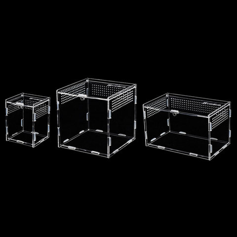 7X8X10CM transparente crianza de reptiles caja acrílica de alimentación caja 360 grado alto magnética transparente Pet escalada terrario ► Foto 1/6