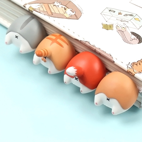 Lindo Kawaii Animal Corgi marcadores de dibujos animados gato hámster libro marcas para niños niñas regalo Oficina escuela suministros novedad papelería ► Foto 1/6