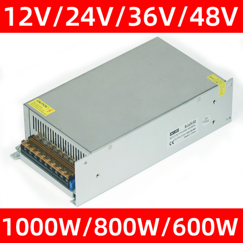 Fuente de alimentación conmutada, 1000W, 800W, 600W, CA, 220V a CC 48V, 36V, 24V, 12V, transformador de fuente de alimentación CC SMPS, ininterruptor ► Foto 1/6