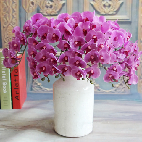 Ramo de flores artificiales de alta calidad, mariposa blanca, orquídea, decoración del hogar, orquídea, boda, Festival ► Foto 1/6