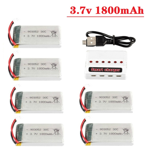 Batería lipo de 3,7 v y 1800mAh con cargador para Dron, 6 uds., para KY601S SYMA X5 X5S X5C X5SC X5SH X5SW M18 H5P, para helicóptero de 3,7 V ► Foto 1/4