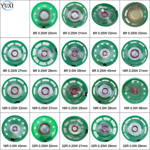 YuXi-altavoz ultradelgado para timbre de coche, 2 uds., 8/16/32 ohmios, 0,5 W, 0,25 W, 8R, 16R, 32R, 20, 21, 23, 27, 29 mm de diámetro ► Foto 1/6