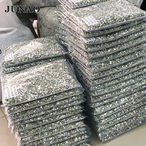 JUNAO venta al por mayor 100 bruto 14400 Uds SS6 8 10 12 16 20 30 De cristal vidrio AB de diamantes de imitación a granel no caliente arreglar Flatback uñas piedras DIY ► Foto 1/6