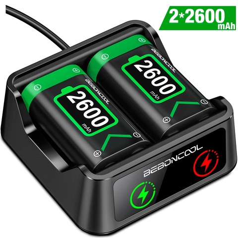 2x2600 mAh para Xbox uno Wireless Gamepad del regulador del Joypad Pack de batería recargable para Xbox One/S/X/uno Elite/Series X ► Foto 1/6