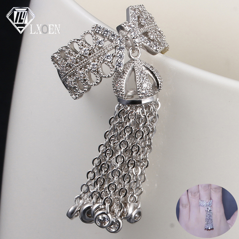 LXOEN de fiesta de lujo de marca famosa de anillos para las mujeres con incrustaciones de Zirconia cúbica ajustable anillo de moda famosa marca bague ► Foto 1/6