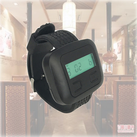 Sistema de paginación inalámbrica para camarero, reloj de pulsera con frecuencia de 433,92 MHz, para muebles de restaurante, color negro, 1 llamada ► Foto 1/6