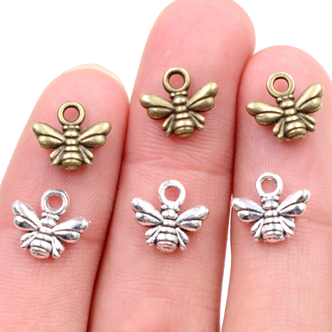 30 piezas de dijes de abeja 10x11mm de plata tibetana Chapado en bronce colgantes de joyería antigua hechas a mano para hacer manualidades DIY ► Foto 1/4