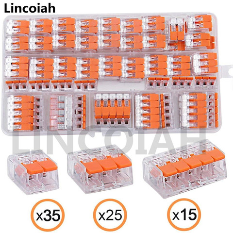 75 Uds para 221 de Wago Conectores eléctricos Alambre de abrazadera de bloque de Cable de Terminal reutilizables rápido en casa Terminal de Cable conector ► Foto 1/6