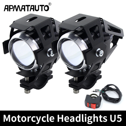 Faros delanteros de motocicleta U5, luz led para motocicleta DRL, lámpara auxiliar para moto, focos antiniebla para suzuki ltz 400 12V Interruptor blanco ► Foto 1/6