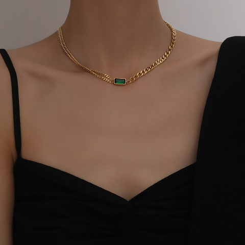 Gargantilla corta gruesa Punk de acero y titanio, Collar de cristal, sencillo, minimalista, dorado grueso, joyería para mujer ► Foto 1/6