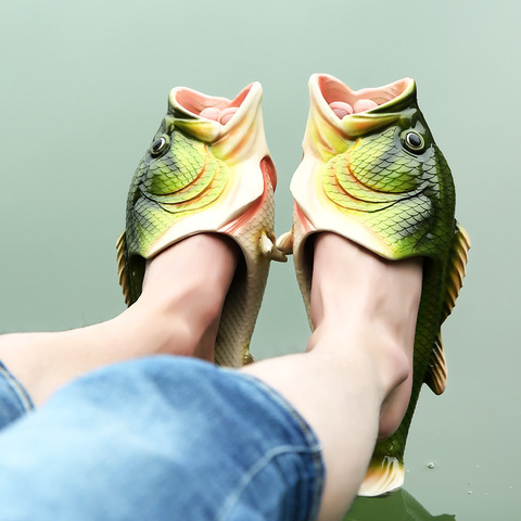 Sandalias de playa de hombre Unisex tamaño grande 33-47 familia divertidas zapatillas de pescado niños zapatos de verano 2022 zapatos de pasarela deslizadores para hombre ► Foto 1/6