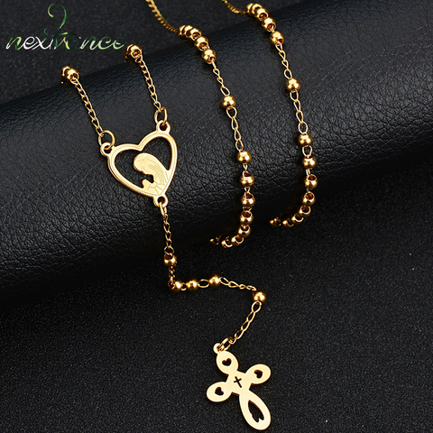 Nextvance-collar de acero inoxidable con forma de corazón de la Virgen María, cadena de cuentas con amuleto colgante, joyería para mujer, Bisutería ► Foto 1/4