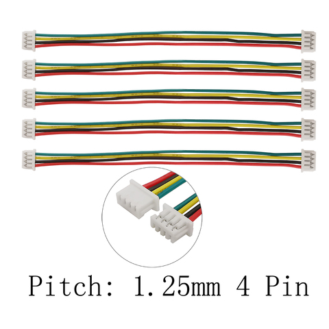 Mini Micro JST-conectores hembra/hembra de 4 pines, 1,25mm, doble extremo, con Cables de cable de 10MM, 15MM, 20MM, 30MM ► Foto 1/4