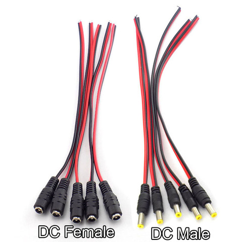 Conectores hembra DC macho Cable de alimentación Cable para cámara de vídeo CCTV seguridad 12v extensión Cable adaptador 2,1*5,5mm ► Foto 1/6