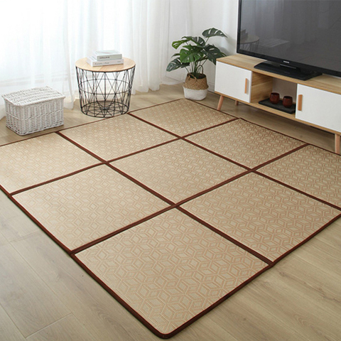 Plegable rota alfombra de piso de la Sala dormir Mat de mimbre japonés moqueta de Tatami de verano Baby Play Mat antideslizante ► Foto 1/6