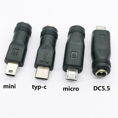 Adaptador de conector de clavija de alimentación para V8, V3, Android, DC5.5 x 2,1mm hembra a tipo c Mini / Micro USB 5 pines macho de DC, 1 Uds. ► Foto 1/6