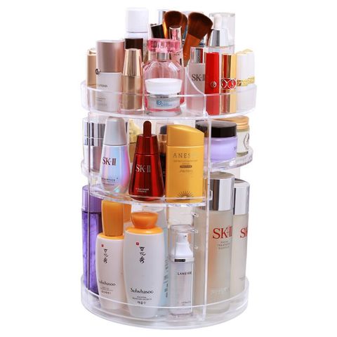 Caja organizadora de maquillaje con rotación de 360 grados, organizador de cosméticos, giratorio de moda transparente, acrílico desmontable multifunción ► Foto 1/6