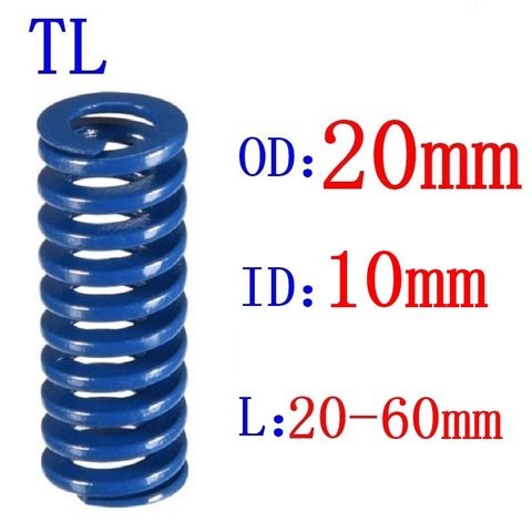 Molde de compresión para estampado en espiral con carga de luz azul, muelle de troquel de diámetro exterior de 20mm de diámetro interior de 10mm de longitud de 20-60mm, 1 Uds. ► Foto 1/5
